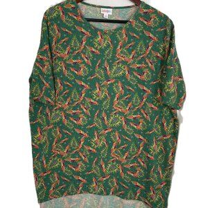 LulaRoe Uneven Hem Casual Loose Fit Green Short Sleeve Womens Top Size S